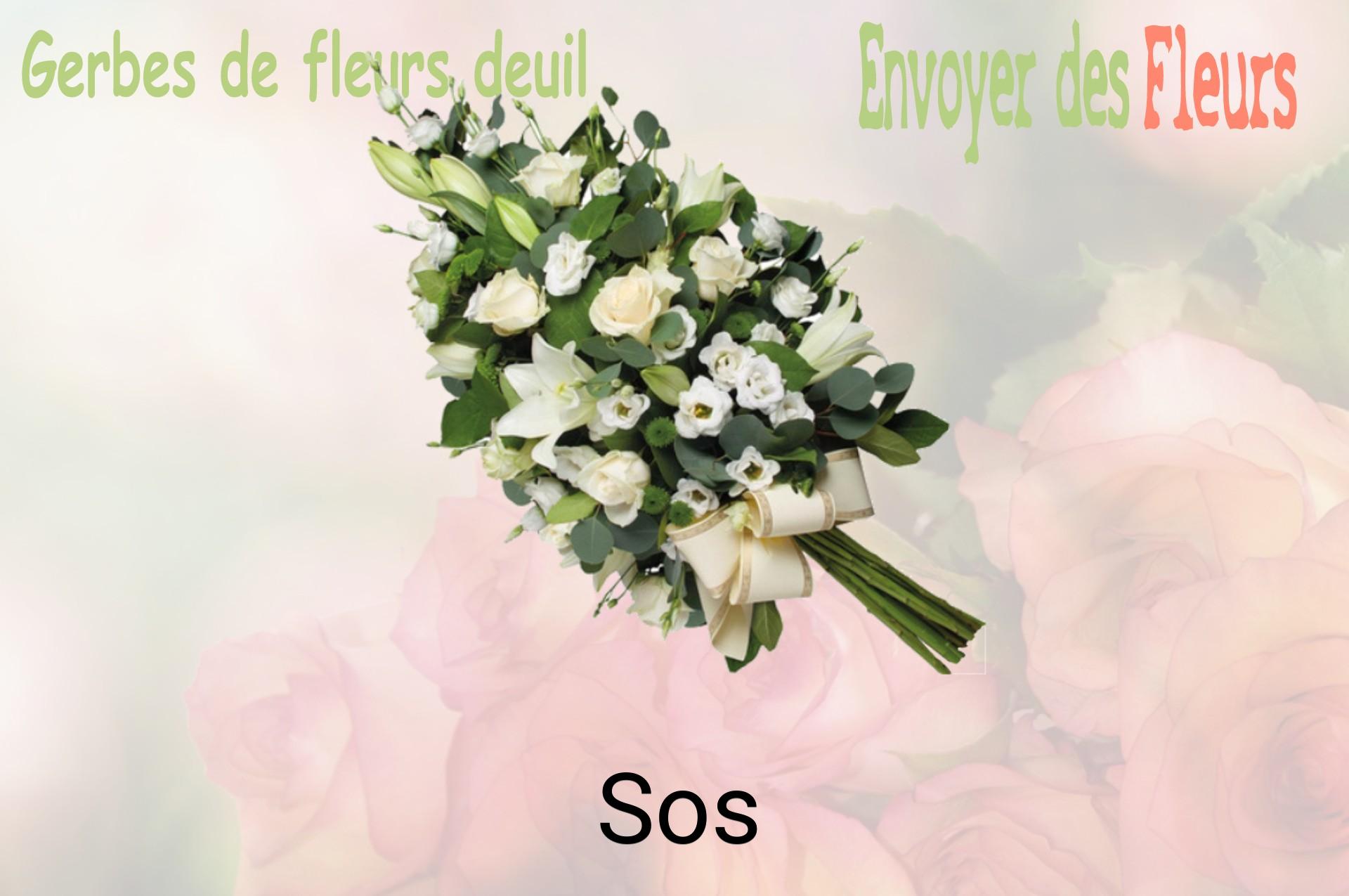 Gerbe de fleurs de deuil livrée à Sos